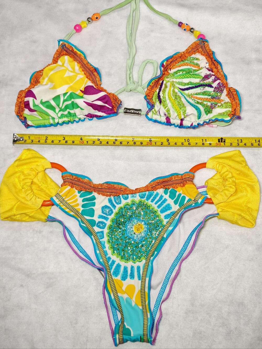 Rosa Mistica Y2k Columbian bikini beaded sequins green yellow blue orange purple - Picture 5 of 10